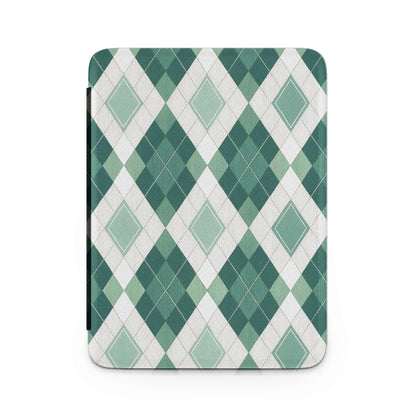 Green and White Argyle Patterned Notebook