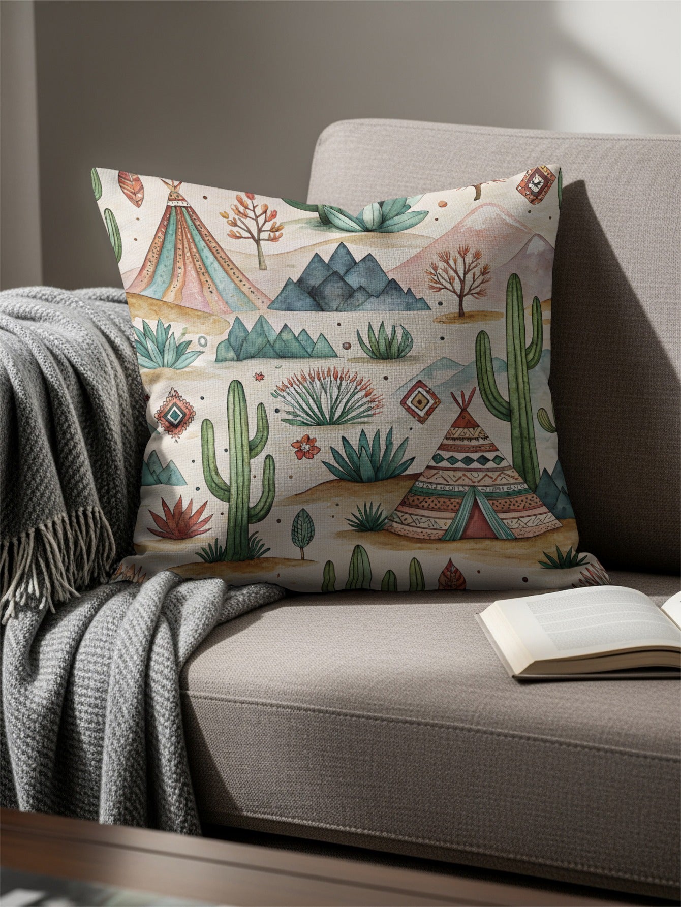 Southwestern Desert Scene Decorative Pillow