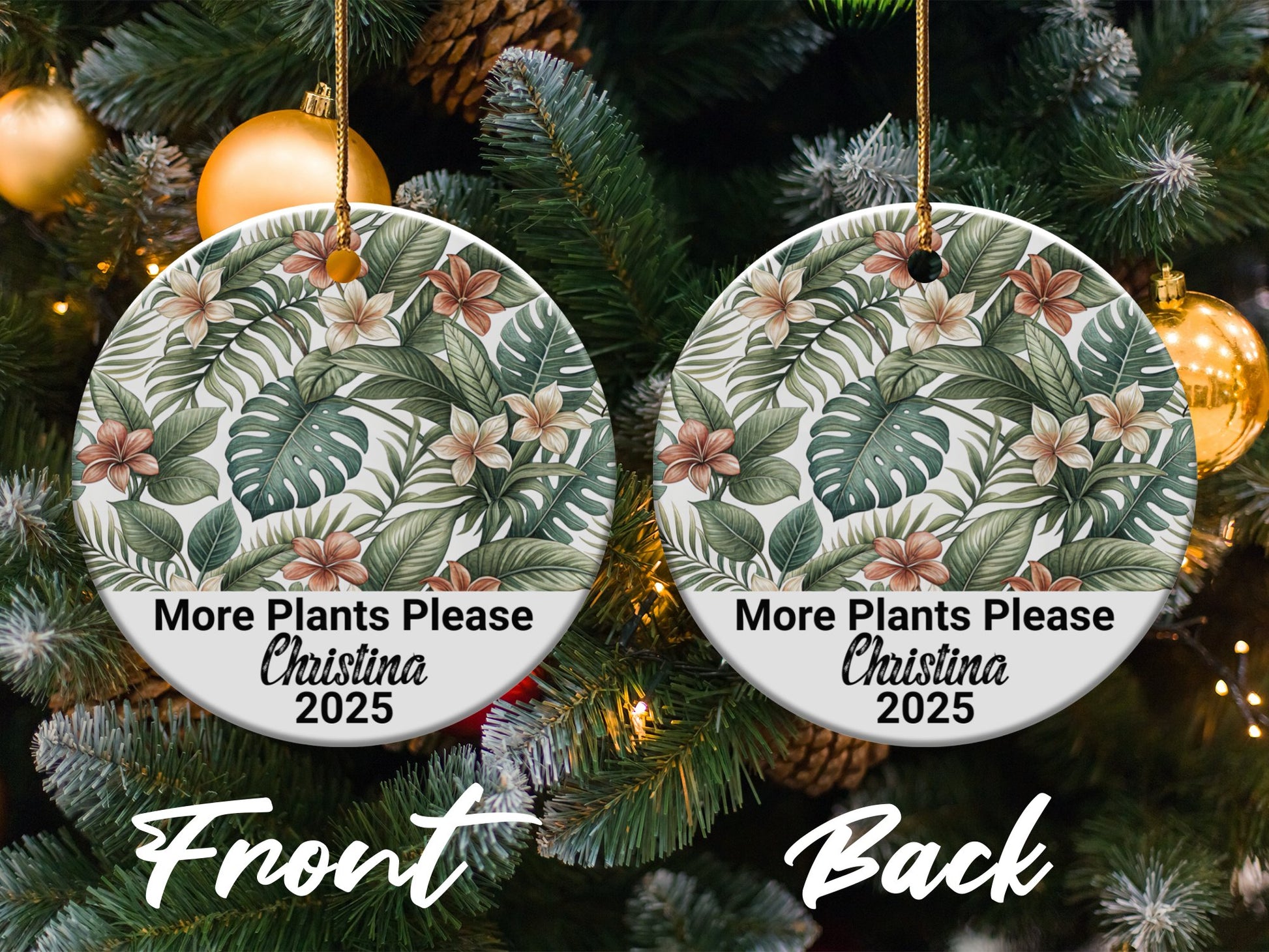 More Plants Please Floral Christmas Round Ornament product