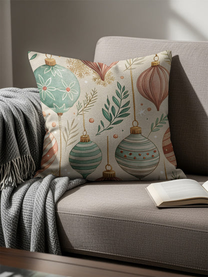Festive Christmas Watercolor Art Design Throw Pillows - Walk Greener