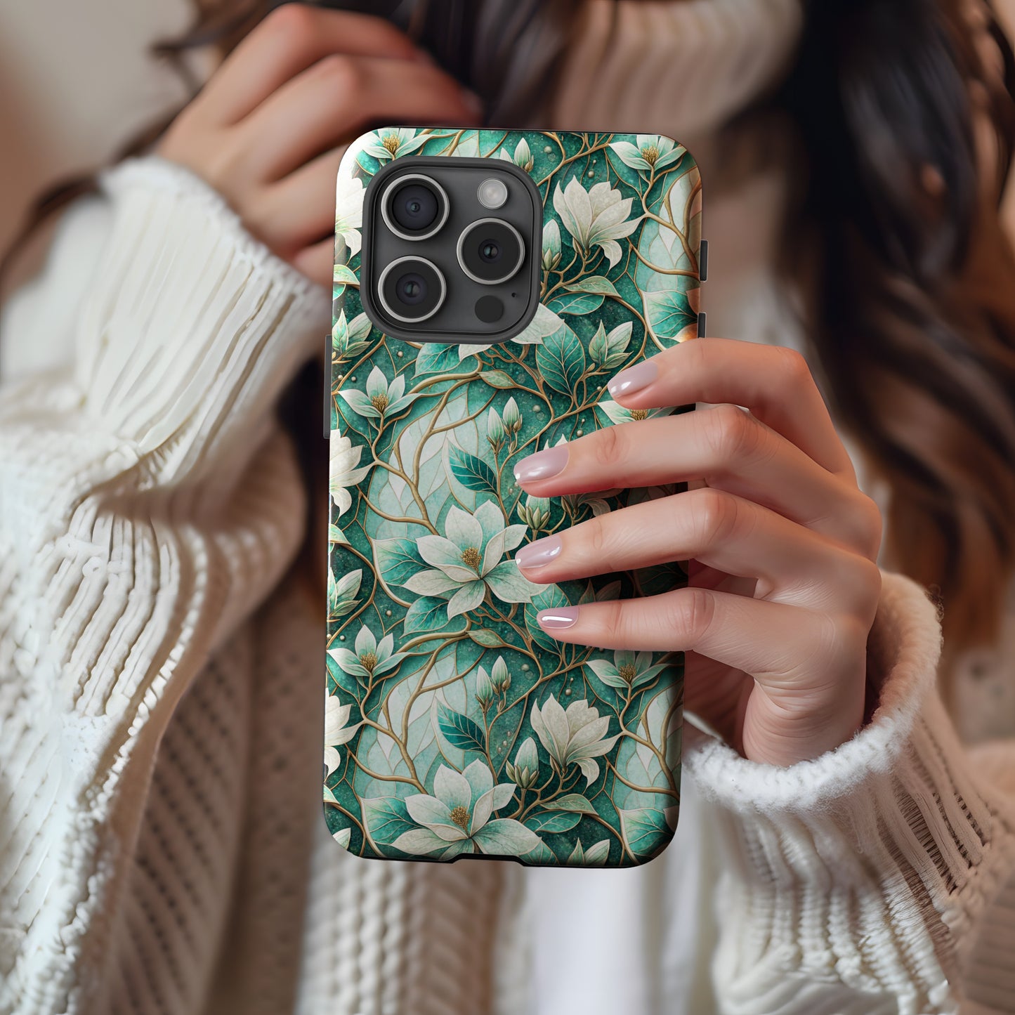 Elegant Floral Design Protective Phone Case
