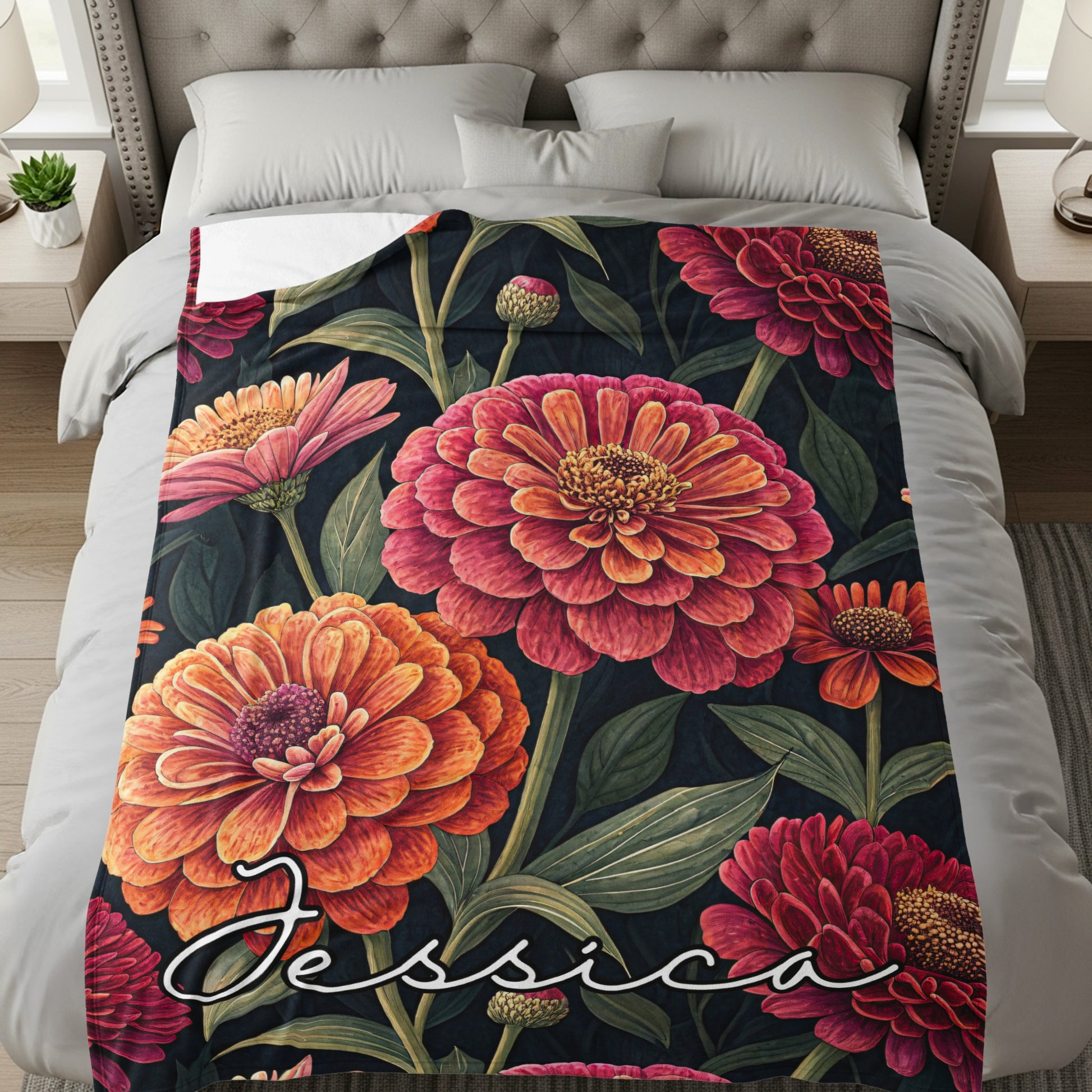 Vivid Floral Arrangement Custom Name Design Special Blankets - Walk Greener