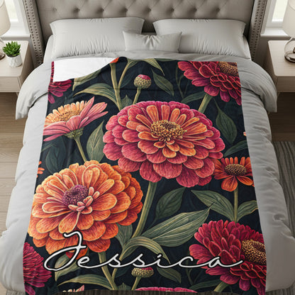 Vivid Floral Arrangement Custom Name Design Special Blankets - Walk Greener