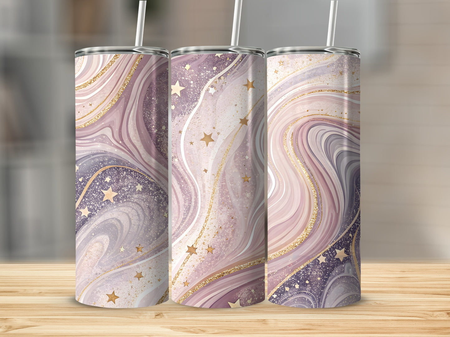 Cosmic Starry Swirl Design Insulated Tumbler Cup