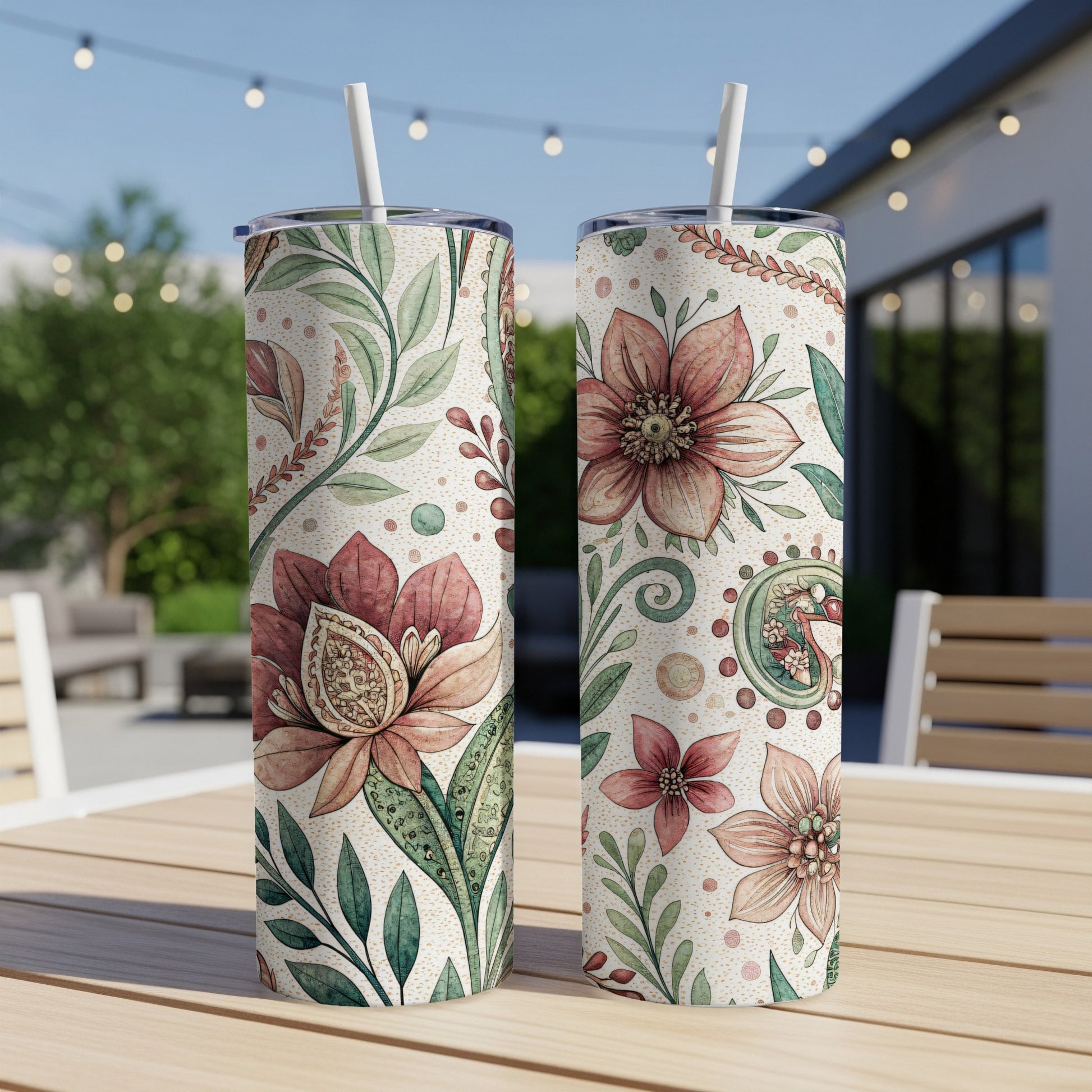 Floral Garden Paisley Design Perfect 20 oz Skinny Tumbler - Walk Greener