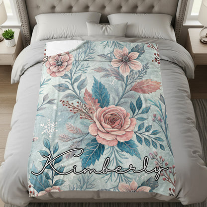 Personalized Floral Design Comforter with Name Kimberly