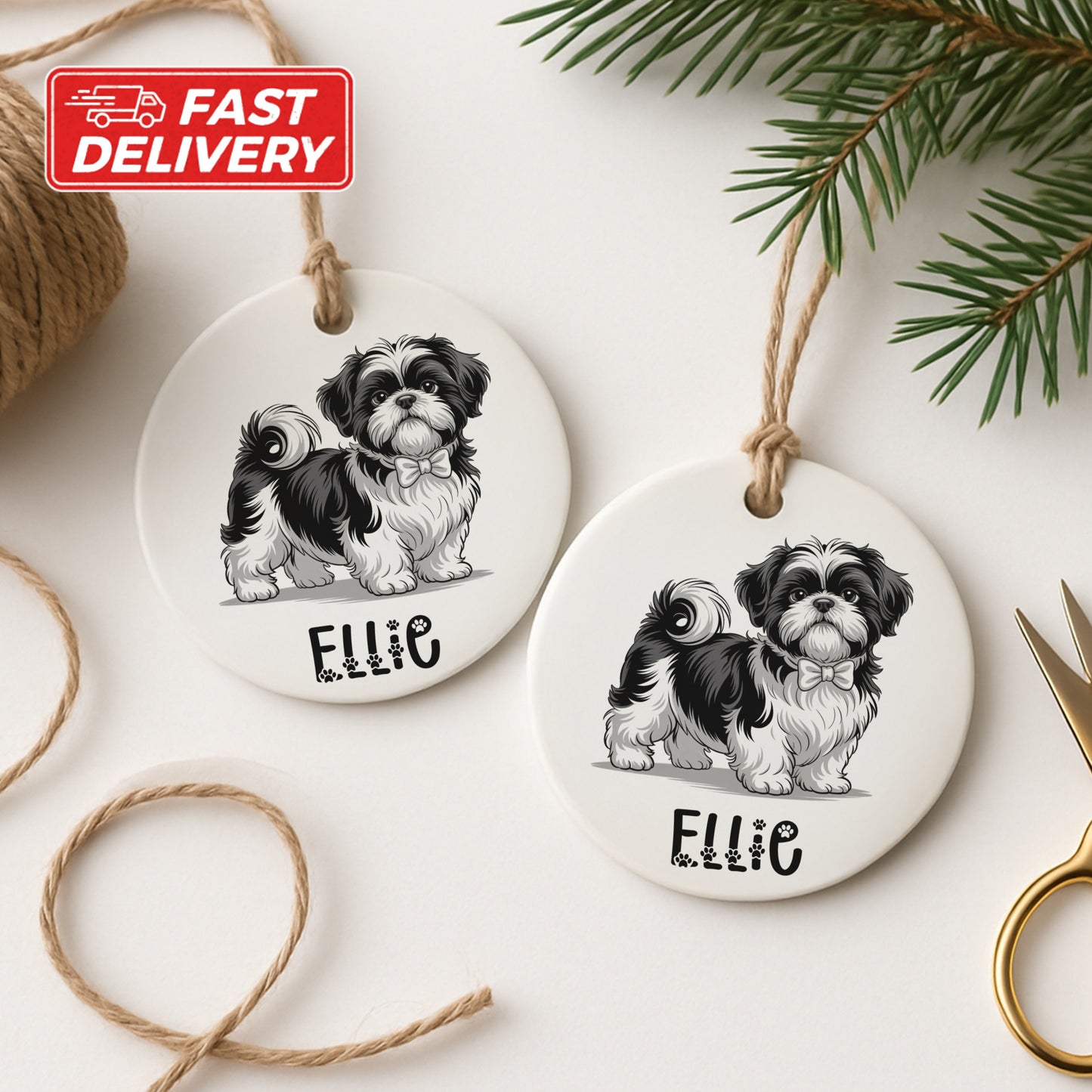 Personalized Shih Tzu Ornament Custom Name Pet product
