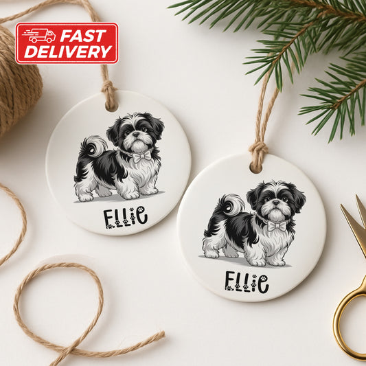Personalized Shih Tzu Ornament Custom Name Pet product