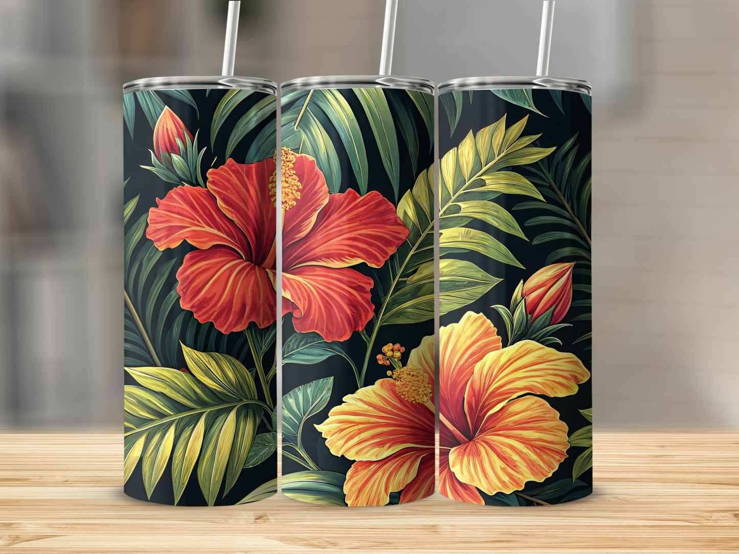 Tropical Hibiscus Floral Design Tumbler Cup Product