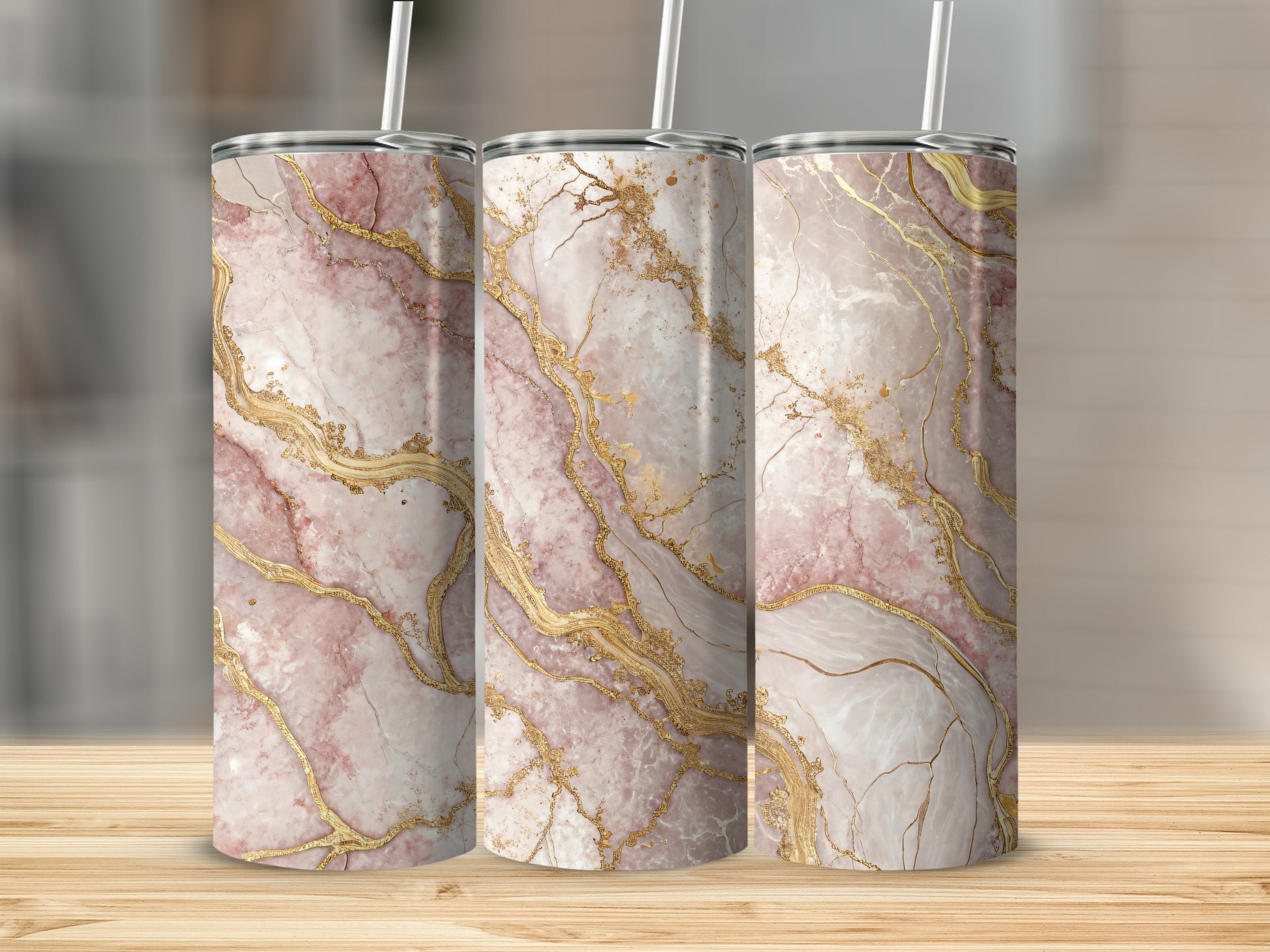 Elegant Pink and Gold Marble Insulated Tumbler
