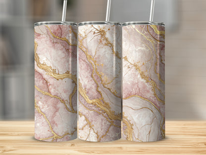 Elegant Pink and Gold Marble Insulated Tumbler