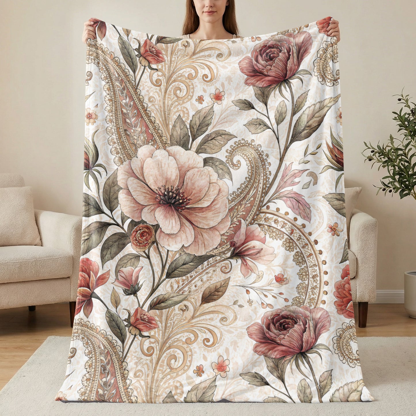 Floral Arrangement Elegant Paisley Pattern Vintage Style - Walk Greener