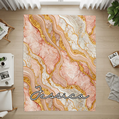 Personalized Marble Art Design Area Rug for Jessica