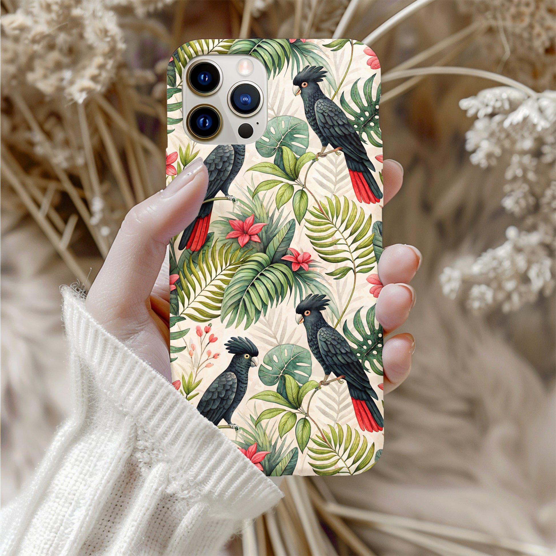 Tropical Birds and Leaves iPhone Case