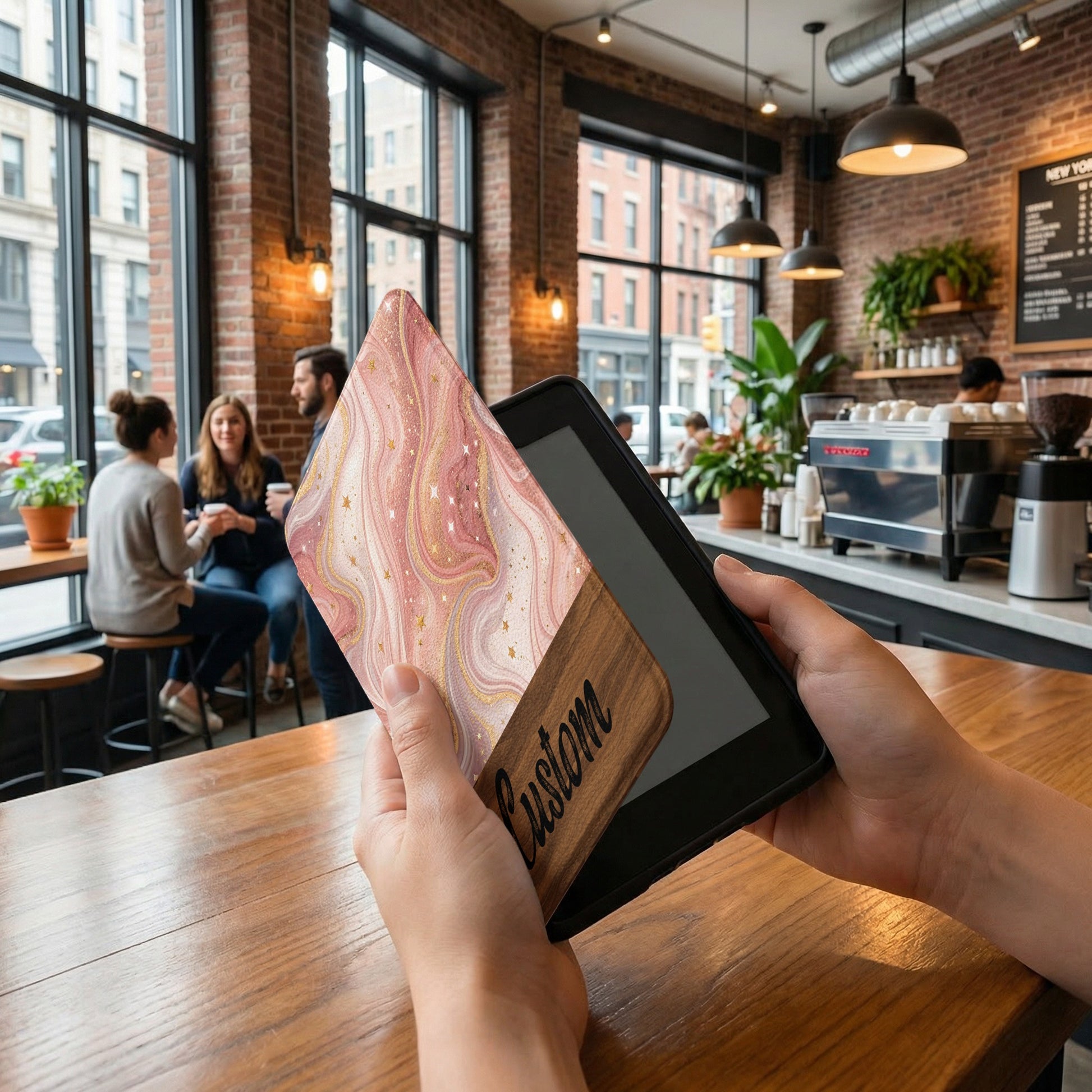 Custom Pink Marble Design Sleeve for Tablet Cover