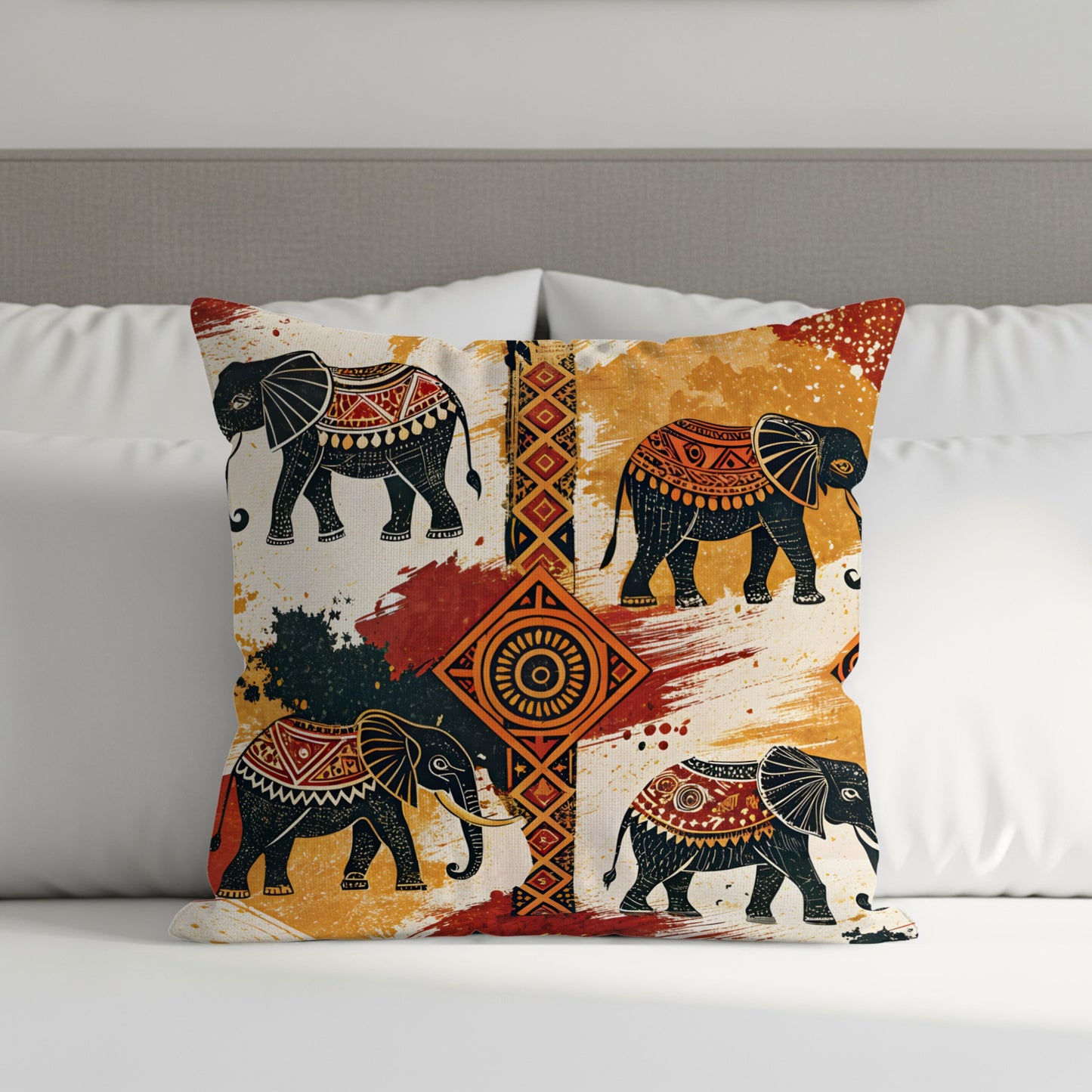 Decorative Elephant Pattern Throw Pillow for Cozy Decor