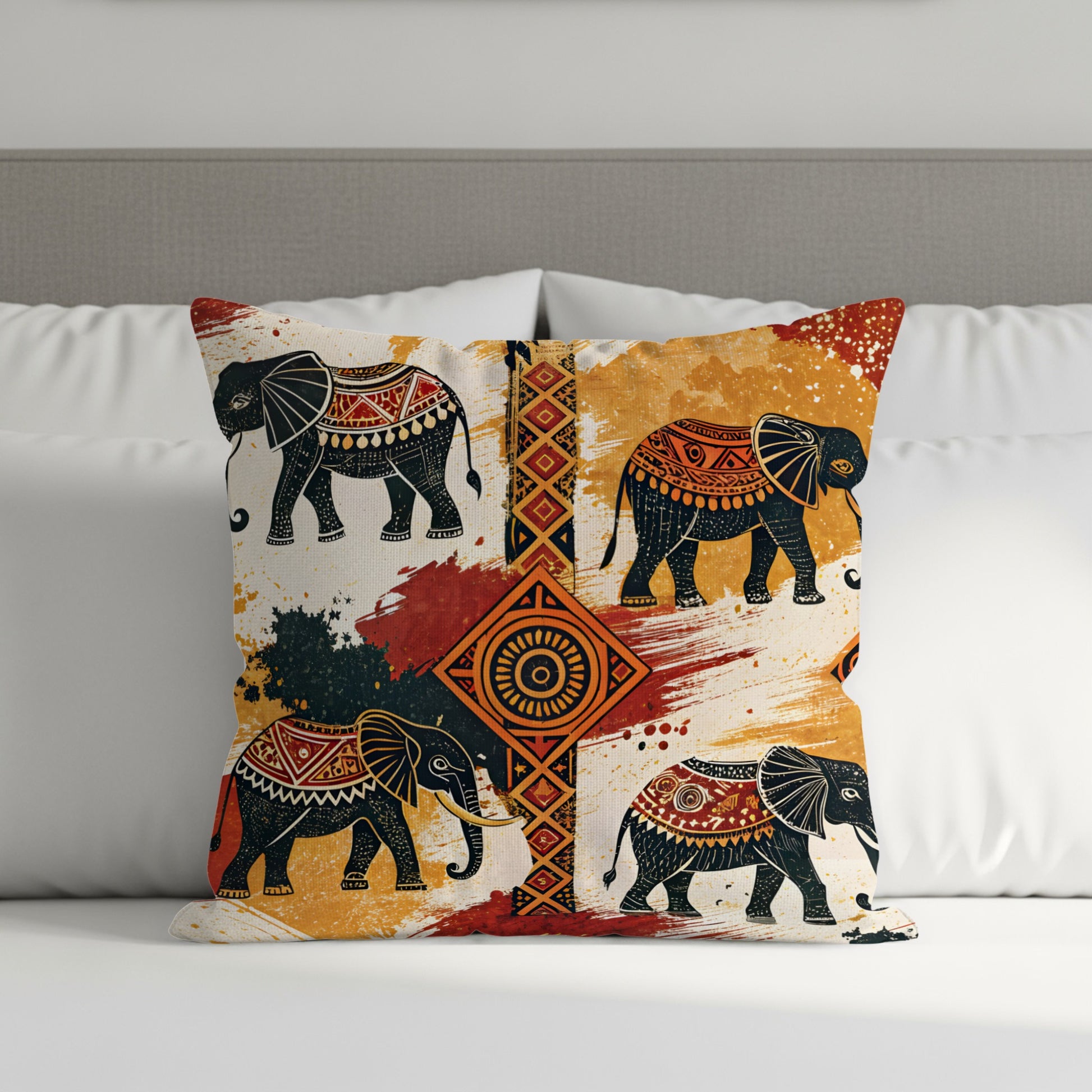 Decorative Elephant Pattern Throw Pillow for Cozy Decor
