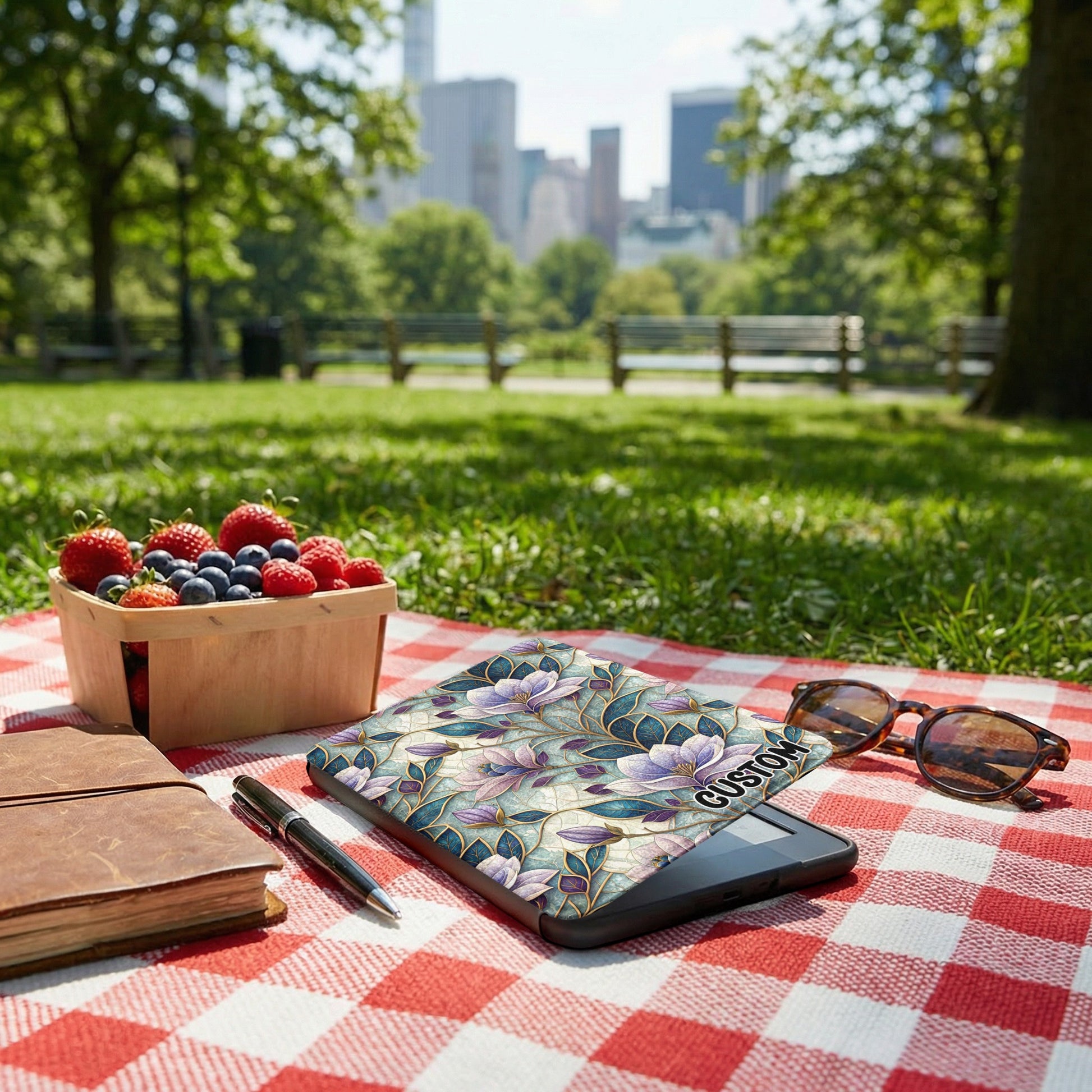 Custom Floral Design Tablet Case for Outdoor Use
