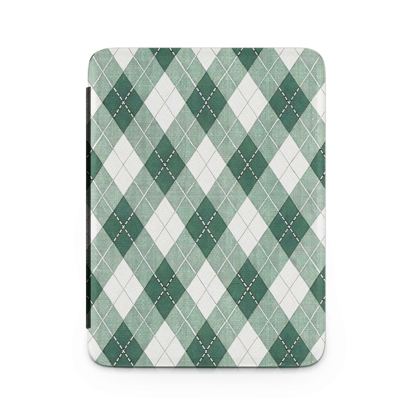 Green and White Argyle Pattern Tablet Cover