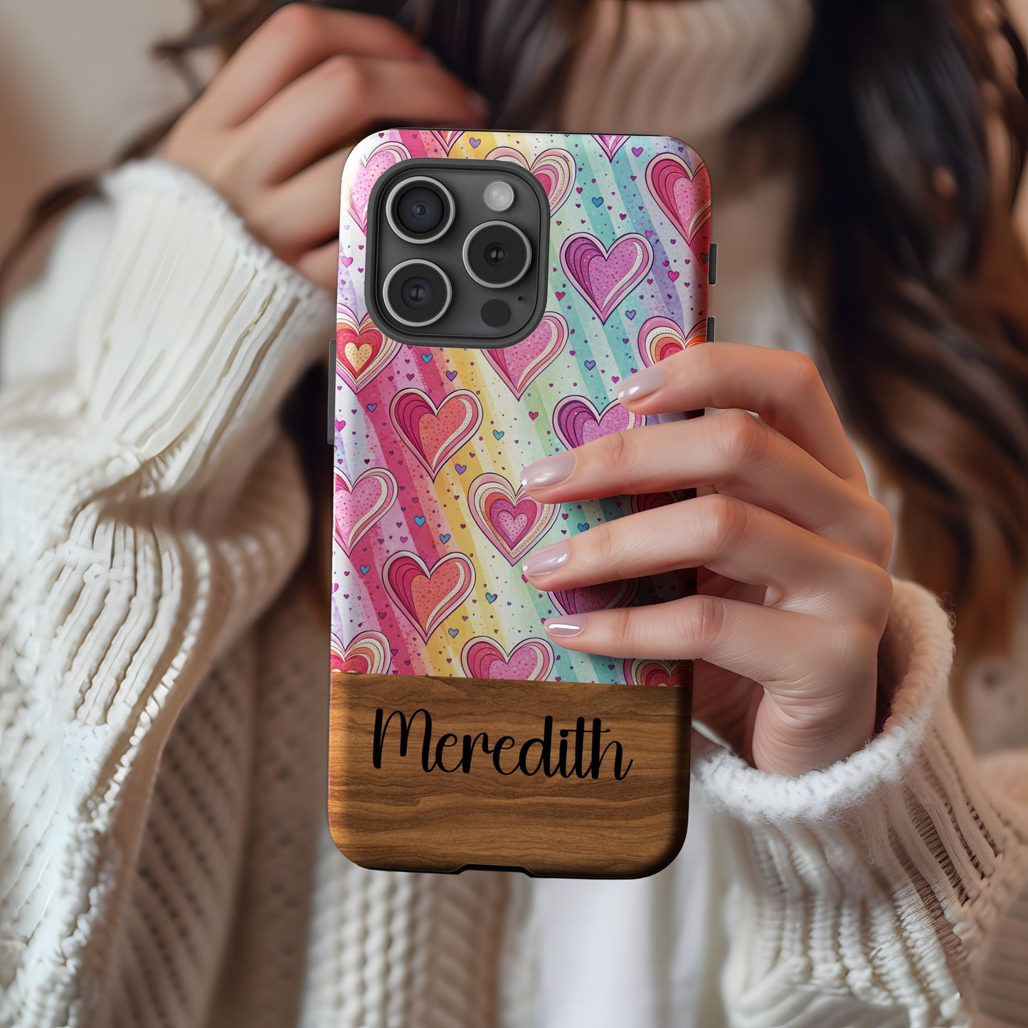 Personalized Colorful Hearts Design Phone Case