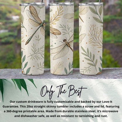 Dragonfly Meadow Watercolor Nature Design Seamless Tumbler - Walk Greener