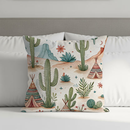 Desert Dreams with Teepees and Cacti Watercolor Style Pillows & Pillow Cases - Walk Greener
