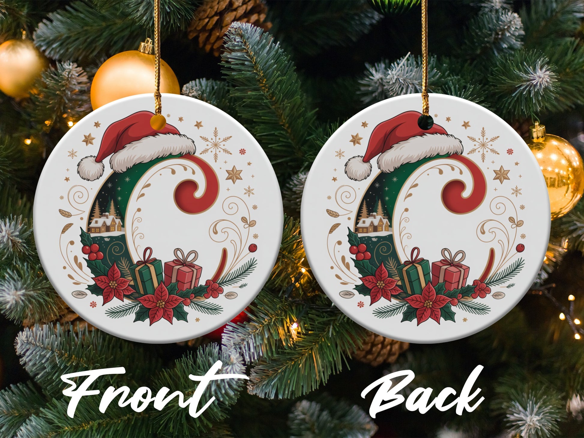 Festive Christmas Santa Ornament Front Back product type