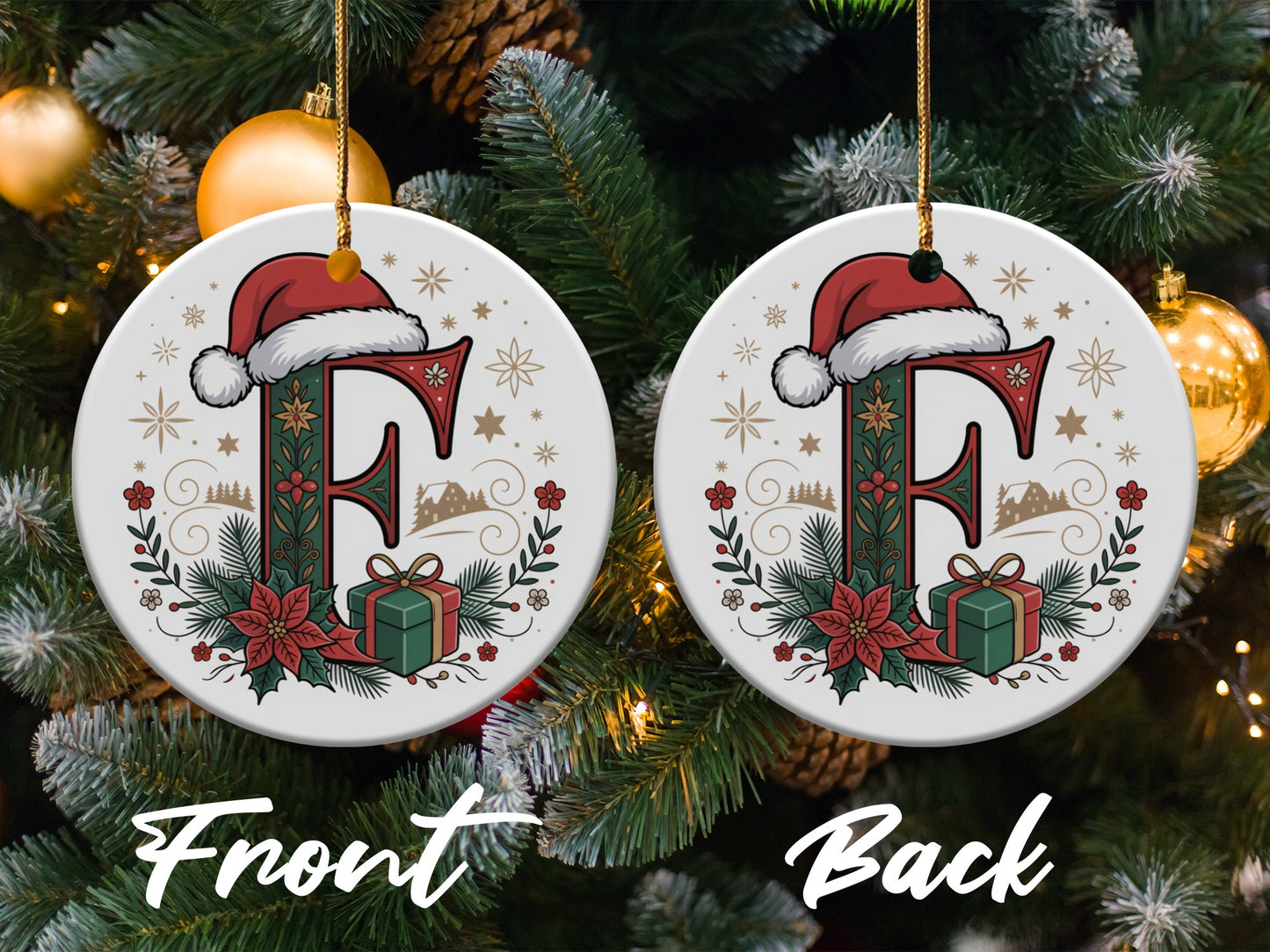 Christmas Tree Ornament Monogram Letter F product type