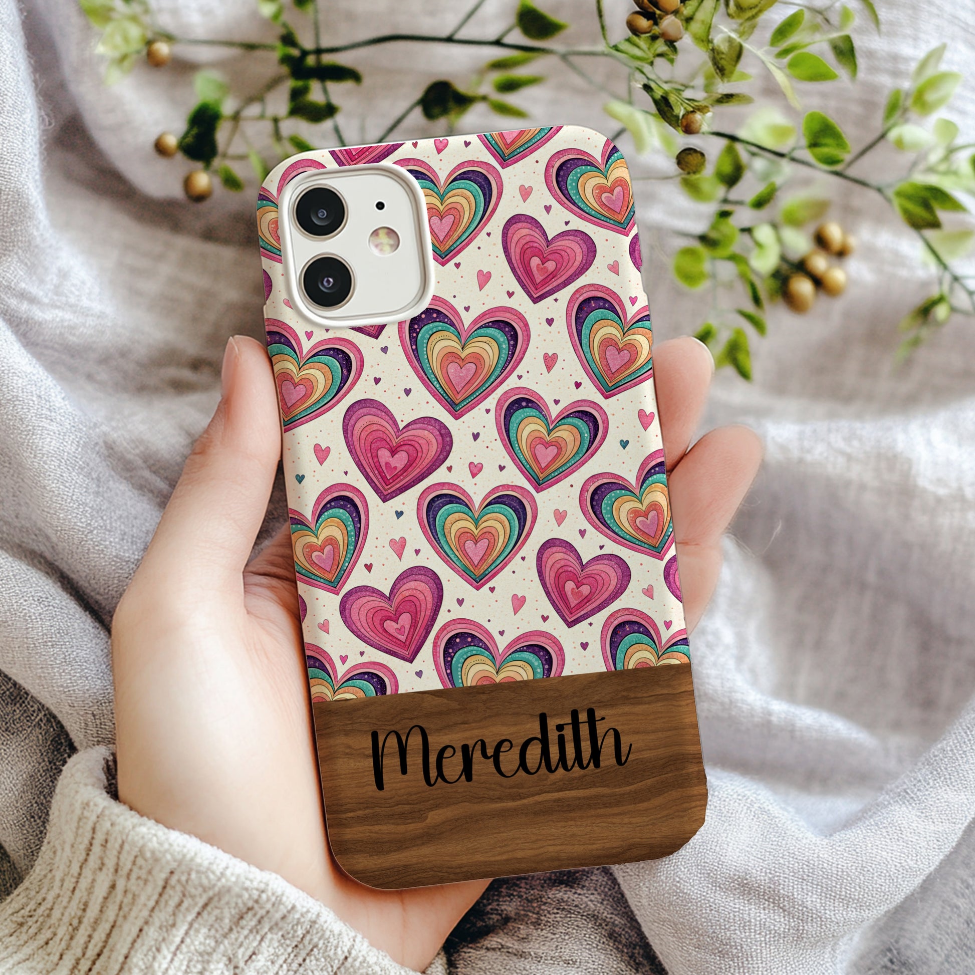 Heart Pattern with Custom Name Valentines Day Gift Custom Phone Case - Walk Greener