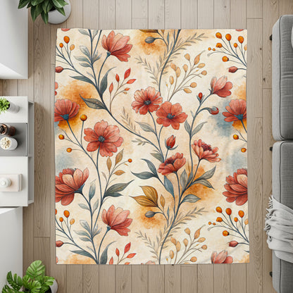 Red Floral Pattern Artistic Watercolor Painting Design - Walk Greener