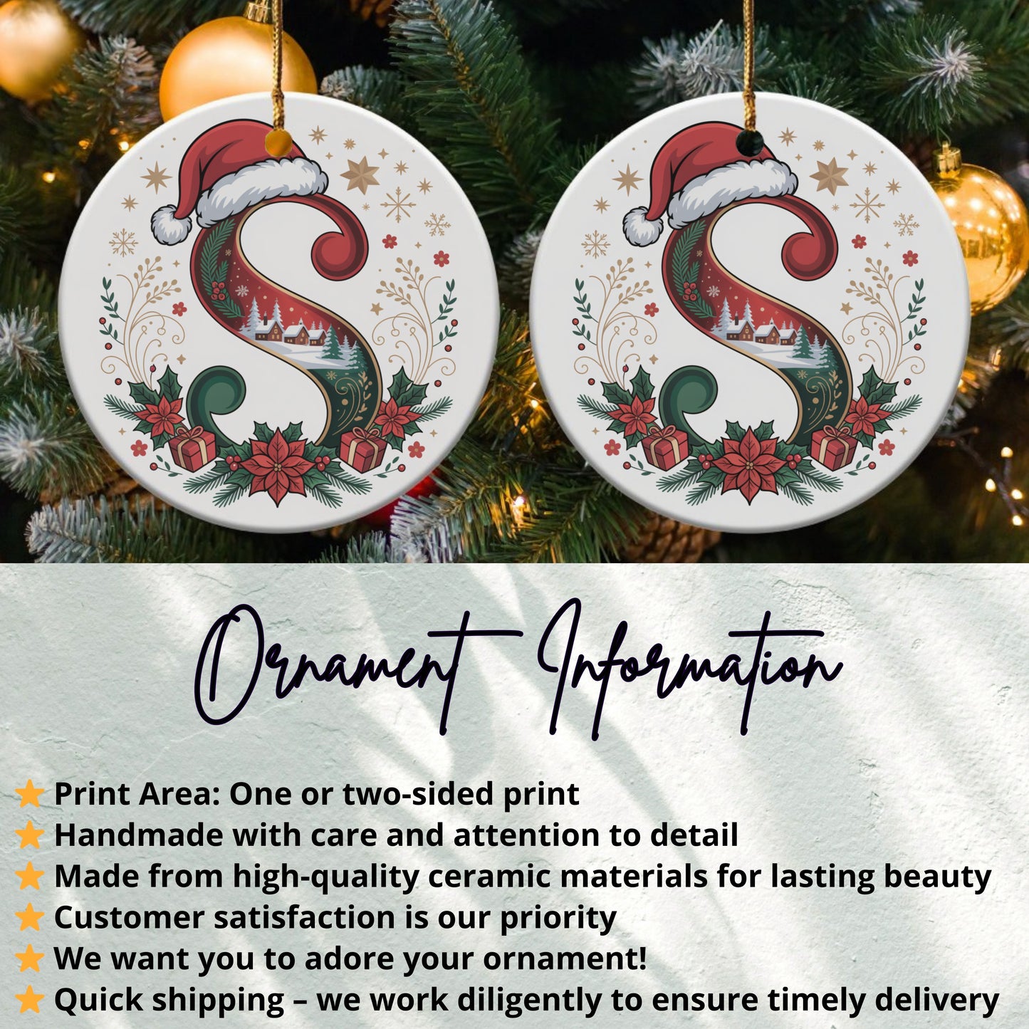Personalized Christmas Ornament with Festive Initials product type