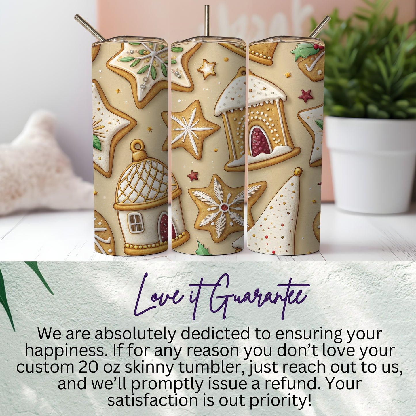 Festive Holiday Gingerbread Treats Pattern Design Tumbler - Walk Greener
