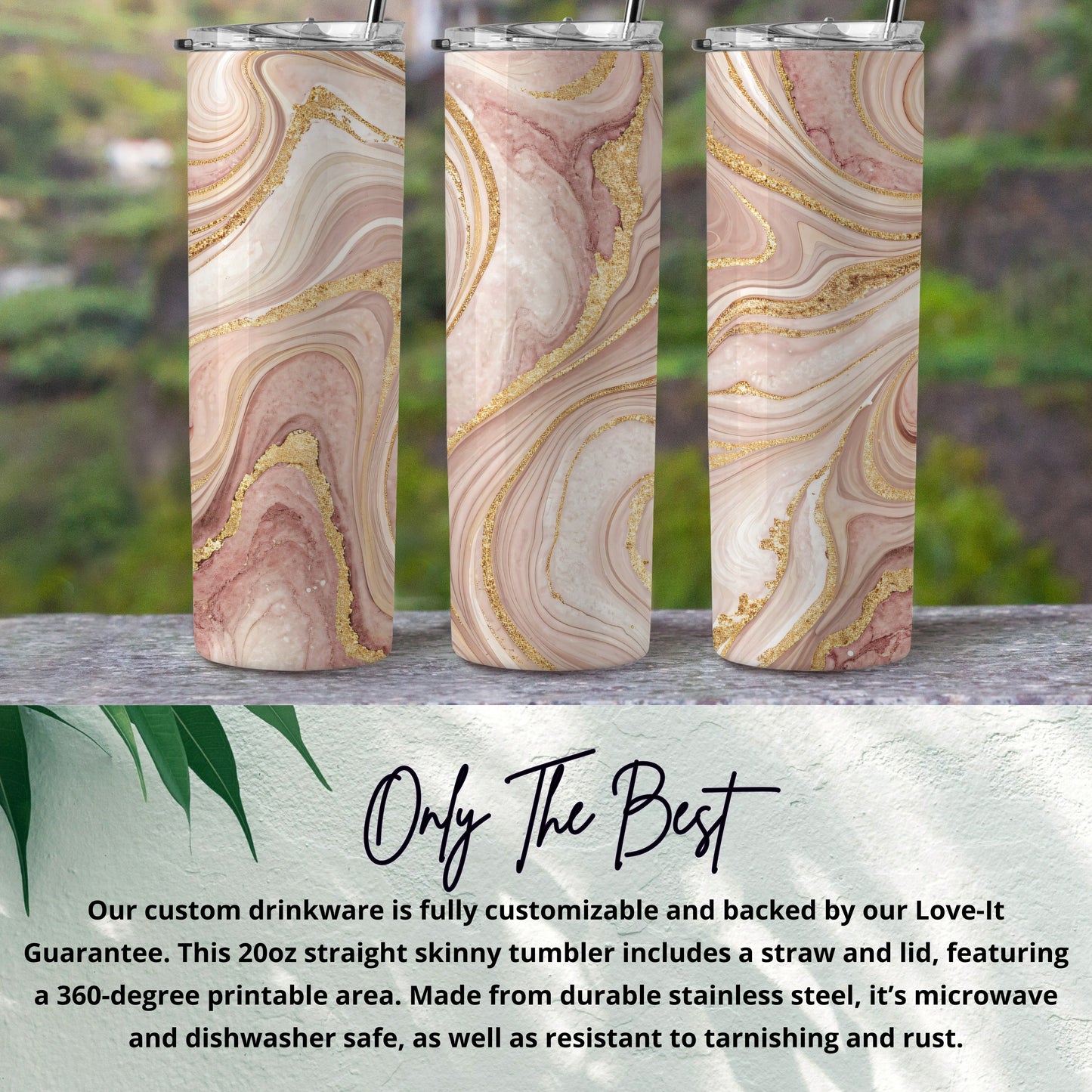 Customizable 20oz Skinny Tumbler with Straw and Lid