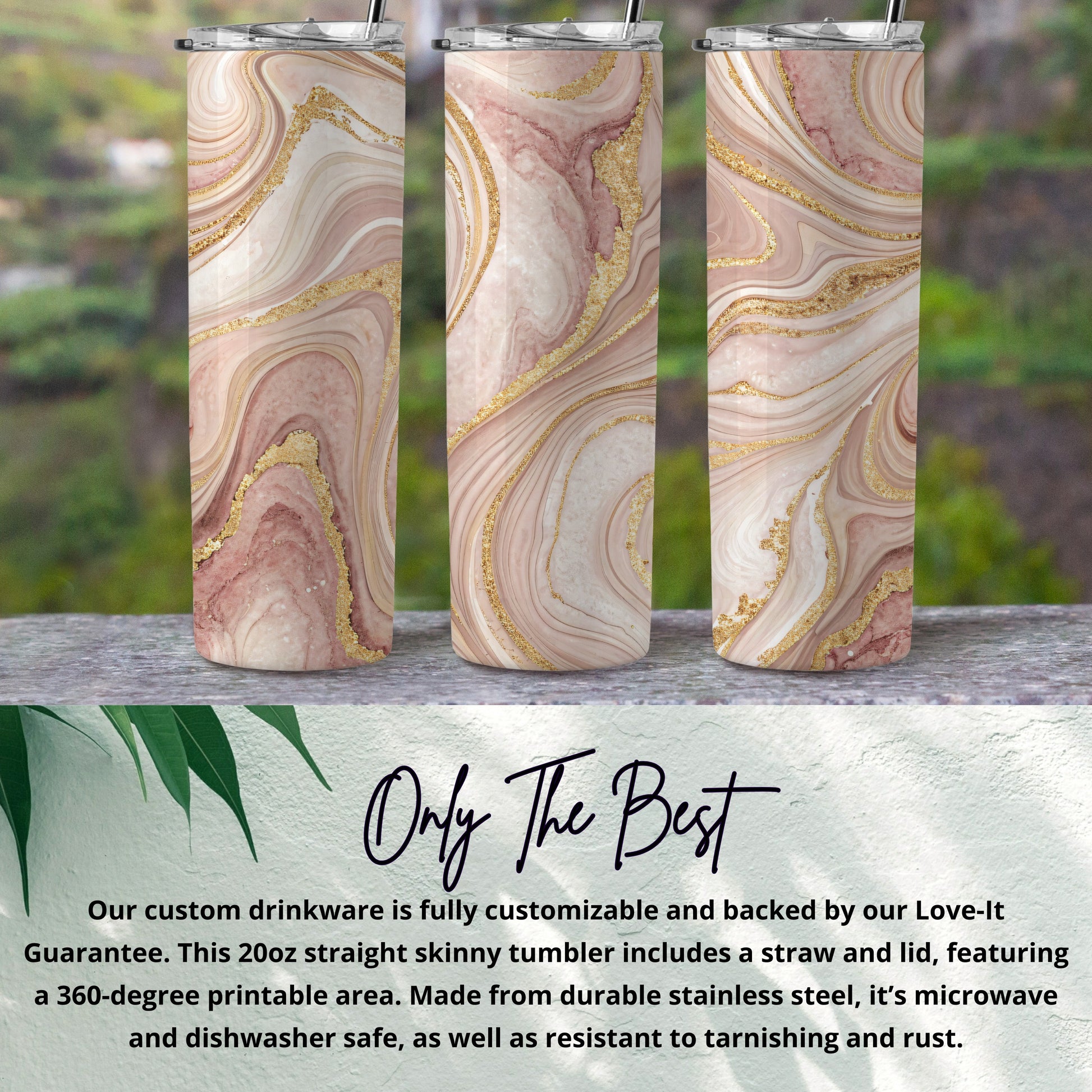 Customizable 20oz Skinny Tumbler with Straw and Lid