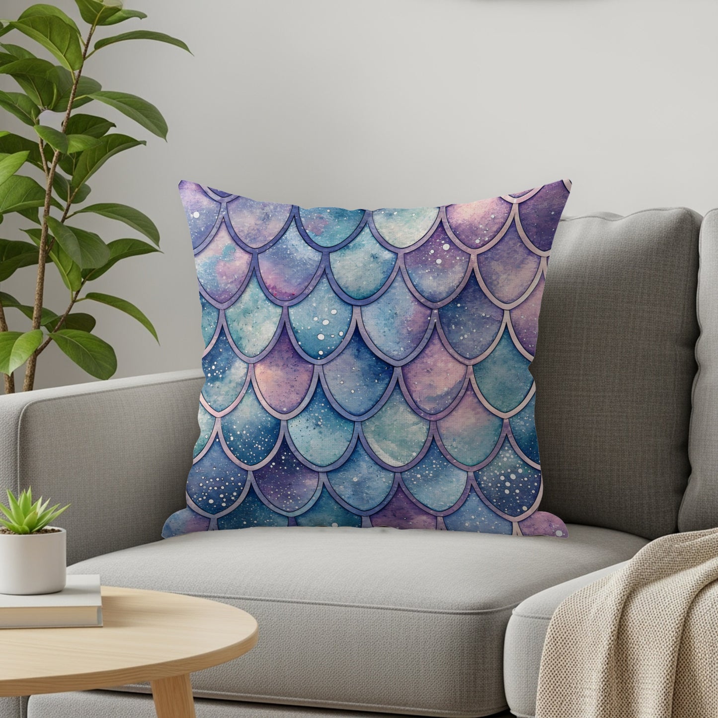 Colorful Scales Pattern Throw Pillow Cushion Cover