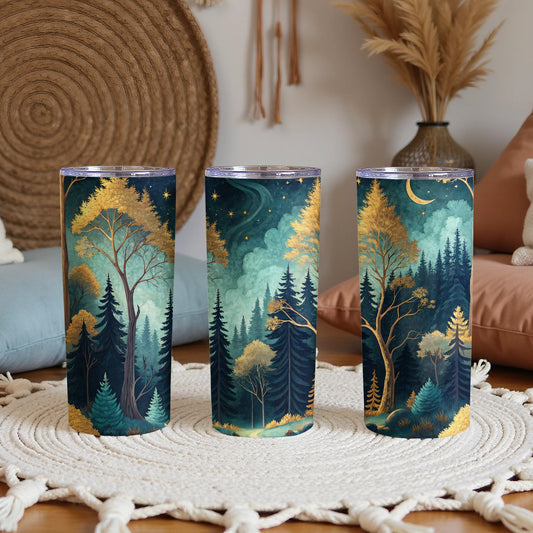 Enchanting Forest Scene with Stars Tumbler Cup