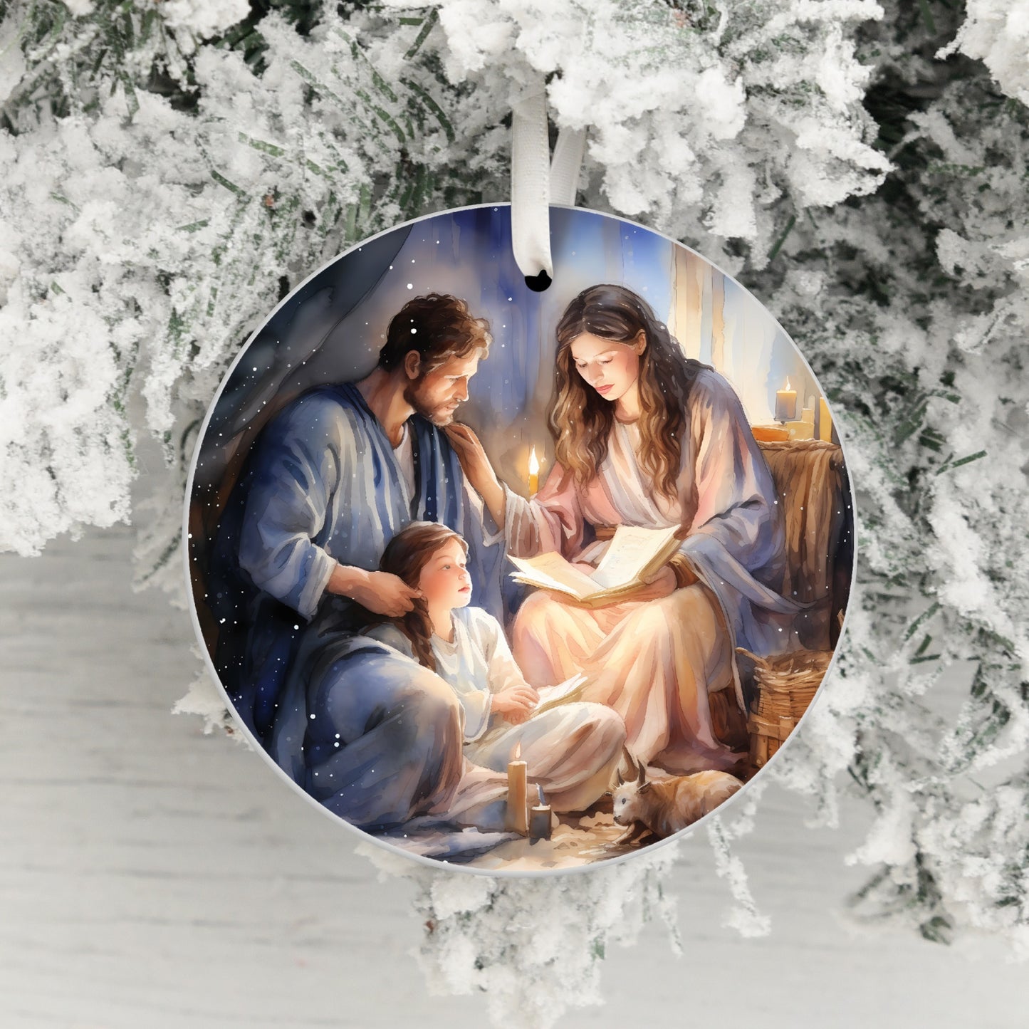 Family Christmas Nativity Scene Hanging Ornament product