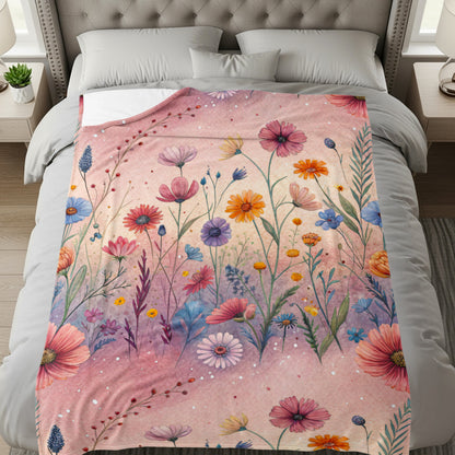 Floral Fantasy A Watercolor Dream Velveteen Plush Blankets - Walk Greener