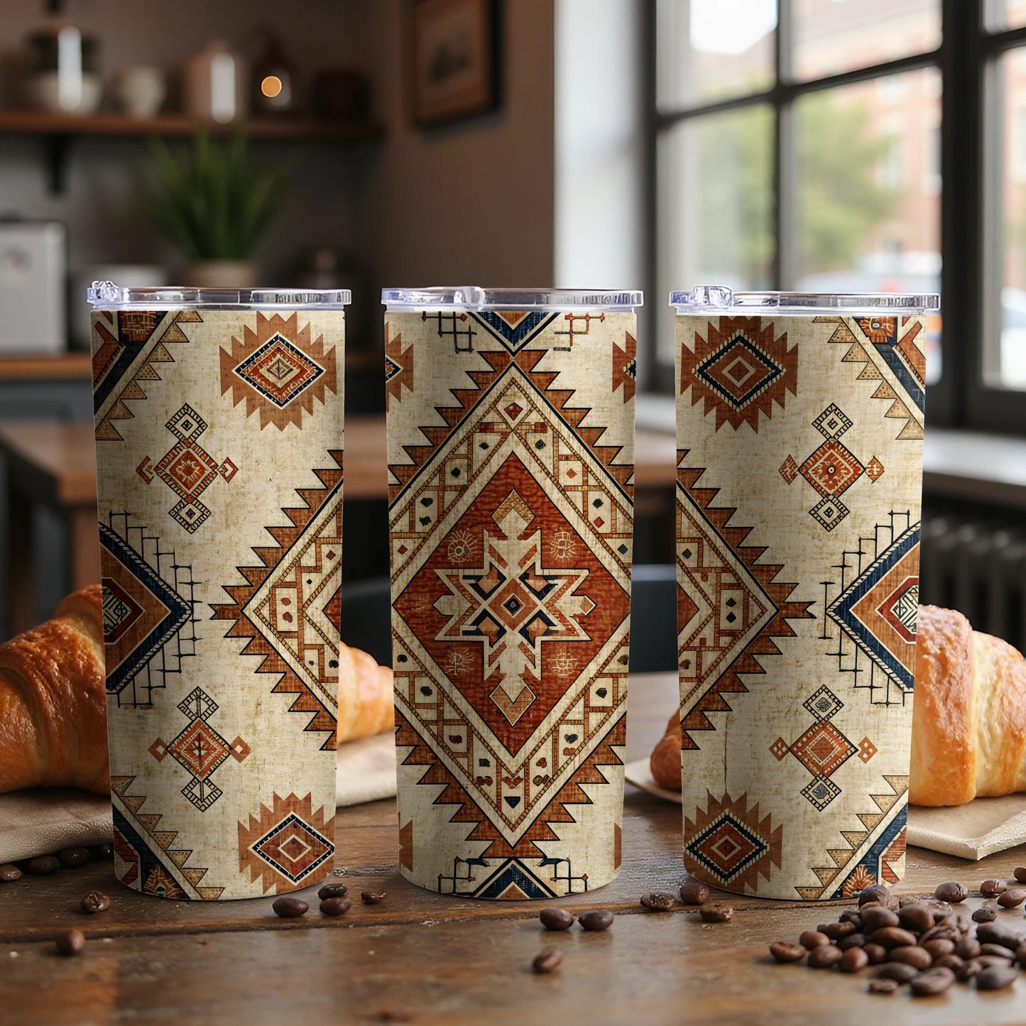 Southwestern Geometric Design Insulated Tumbler Travel Mug