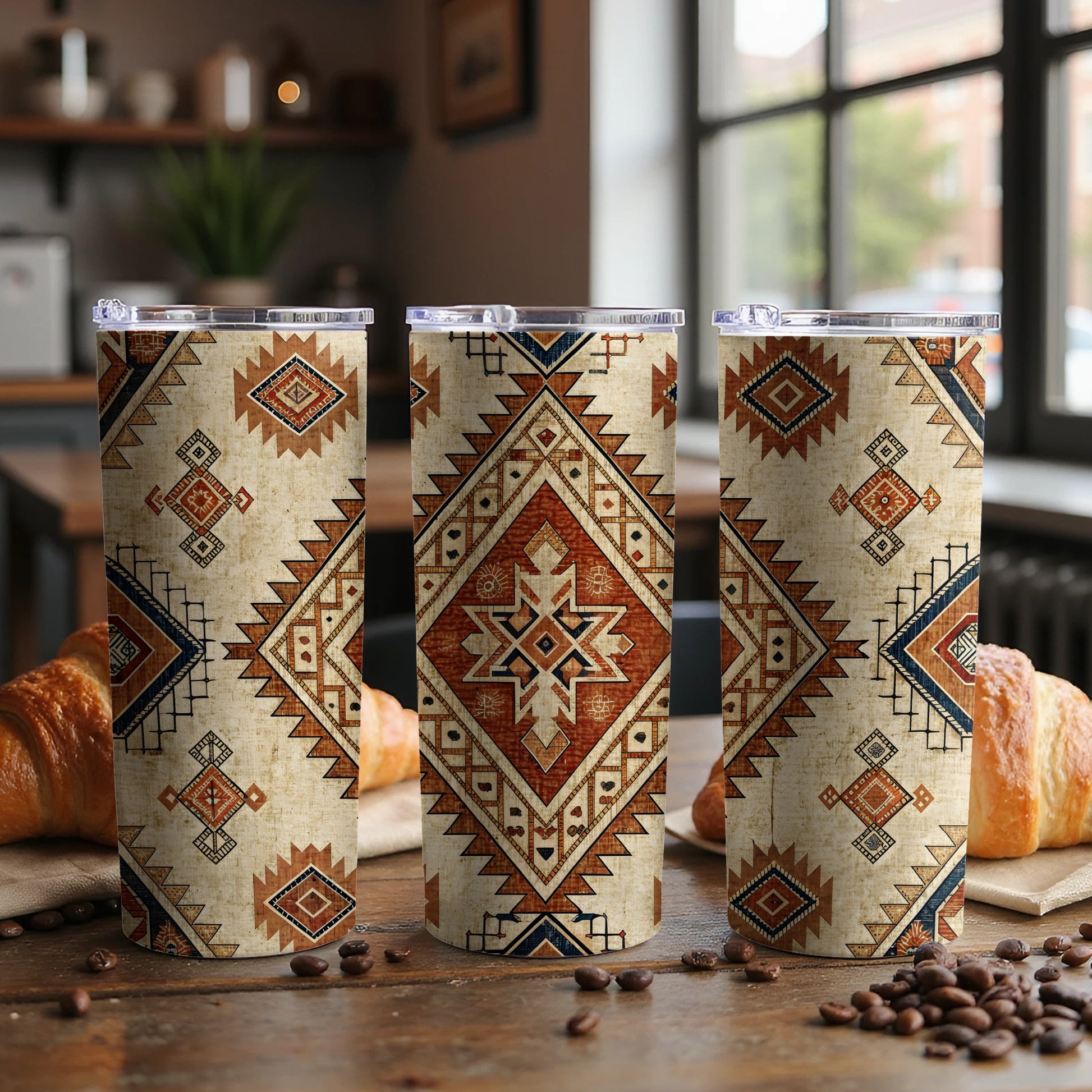 Southwestern Geometric Design Insulated Tumbler Travel Mug