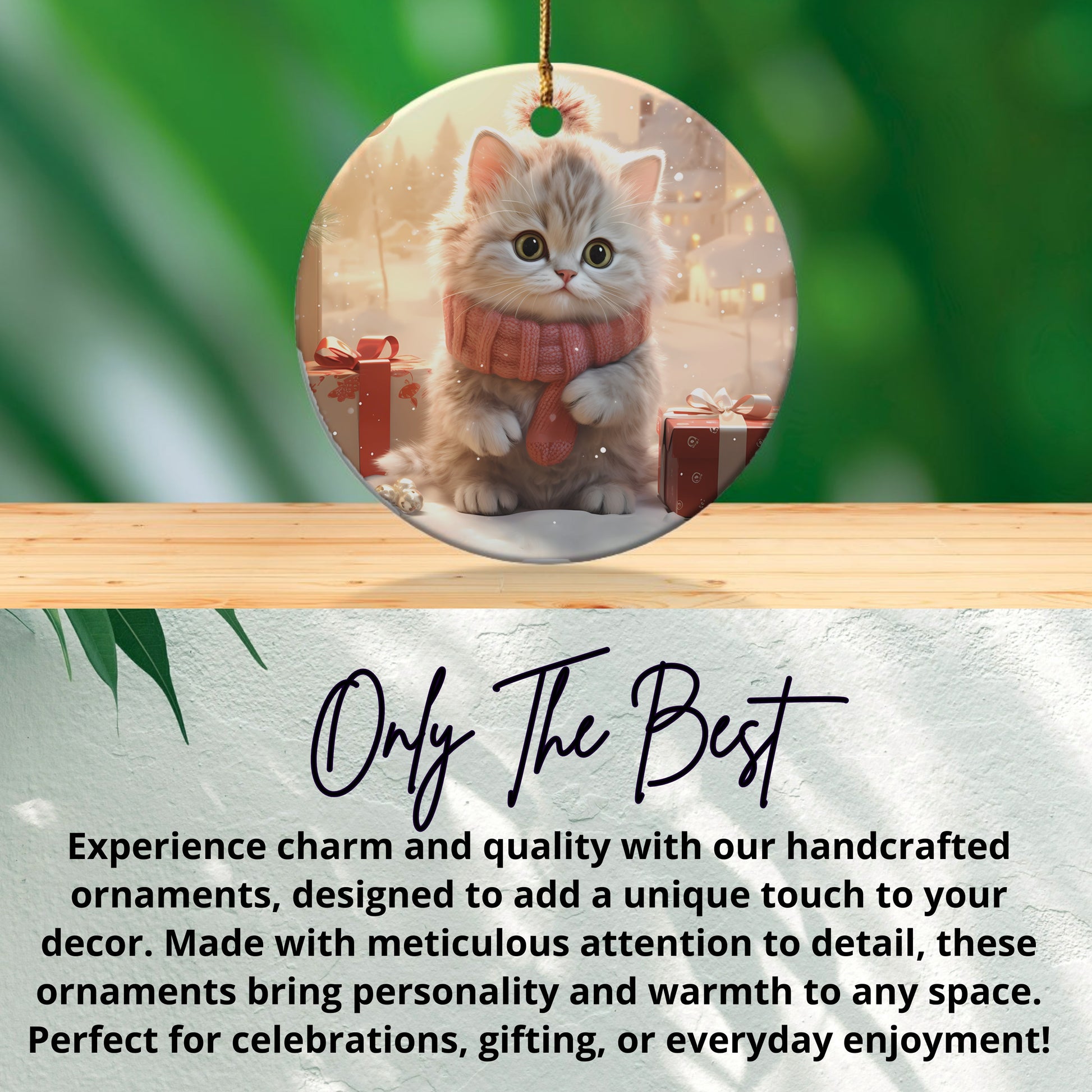 Cute Kitten Winter Holiday Ornament product type