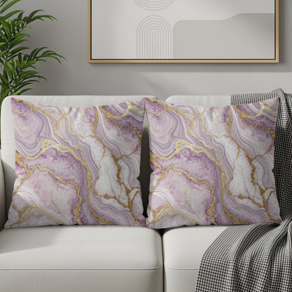 Marble Pattern Throw Pillow in Shades of Pink and Gold