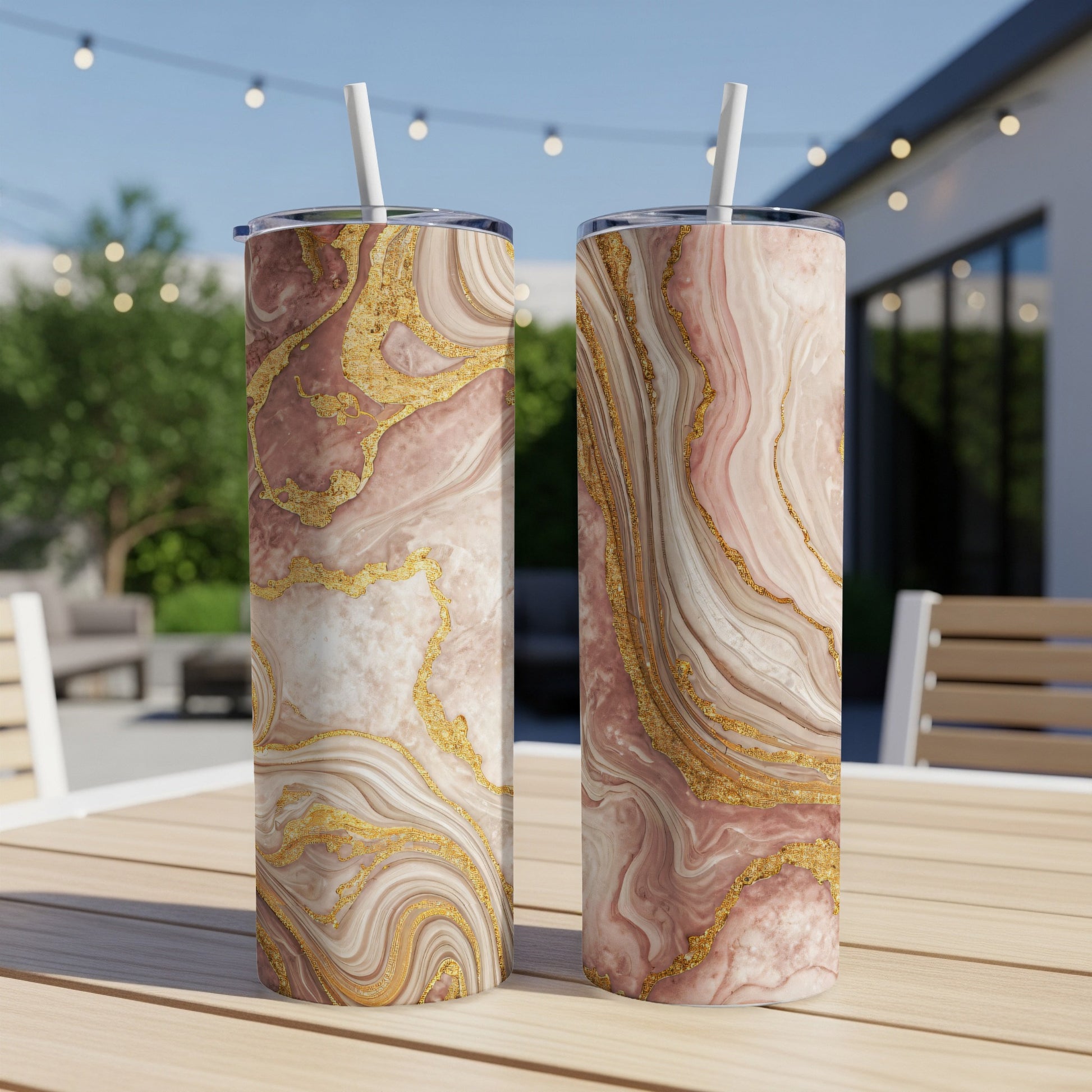 Elegant Marble and Gold Design Insulated Tumbler