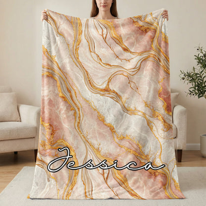 Personalized Marble Print Blanket with Name Jessica