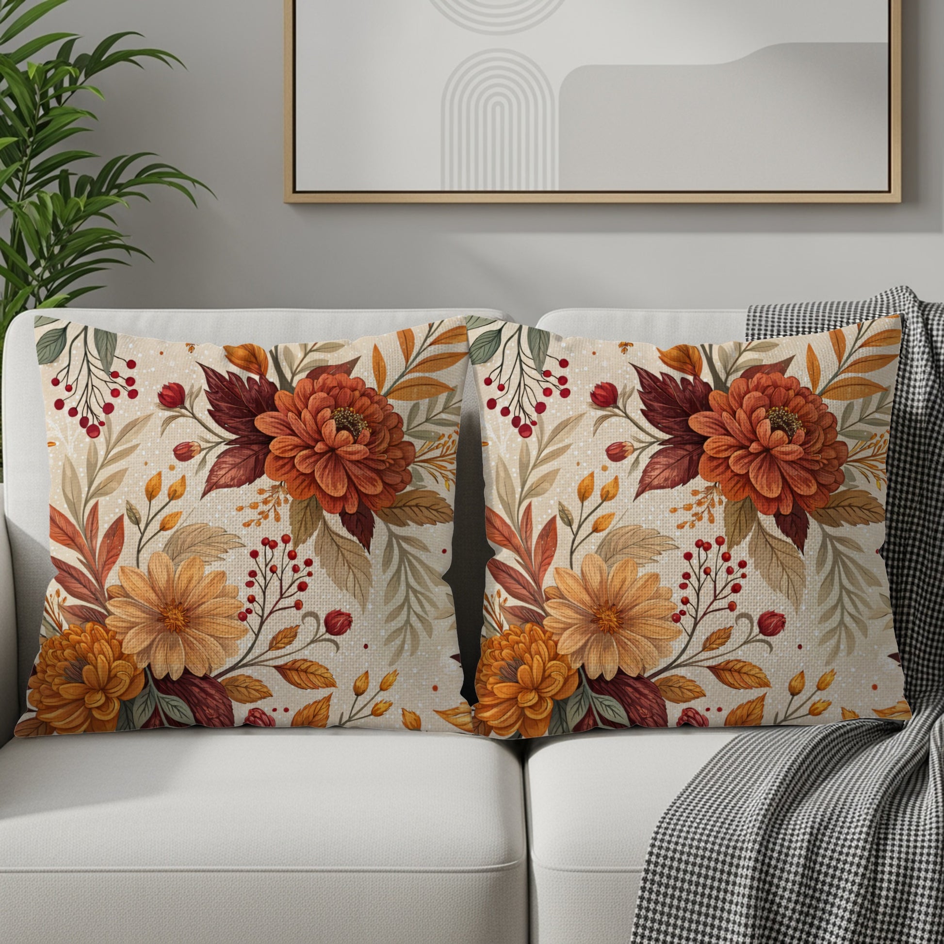 Elegant Floral Design Decorative Throw Pillow Cover