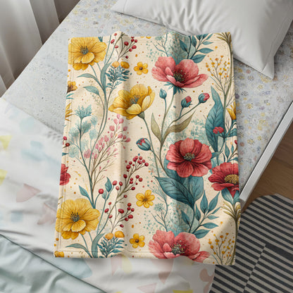 Red Yellow Floral Watercolor Botanical Art Design - Walk Greener