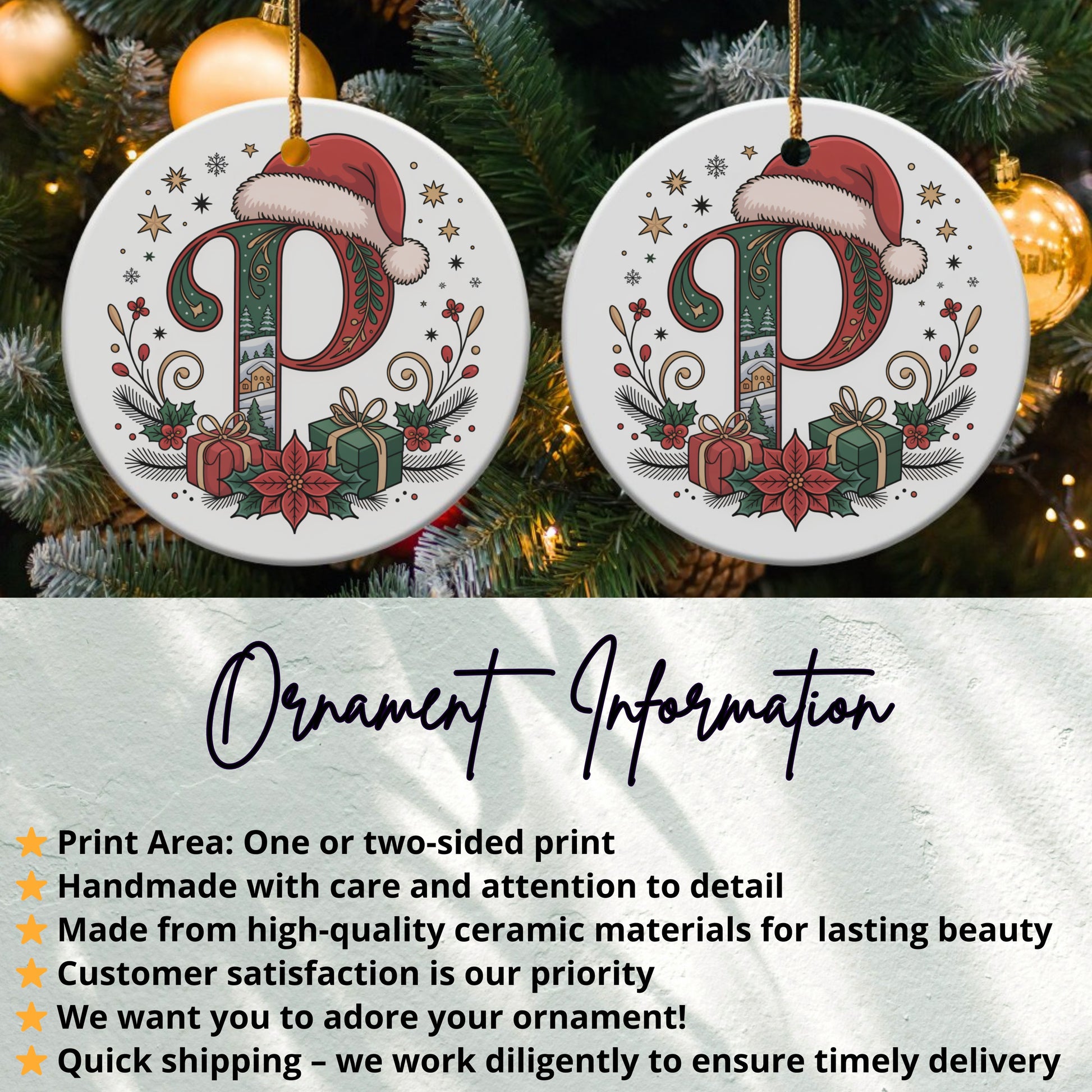 Personalized Christmas Initial Ornament Print product type