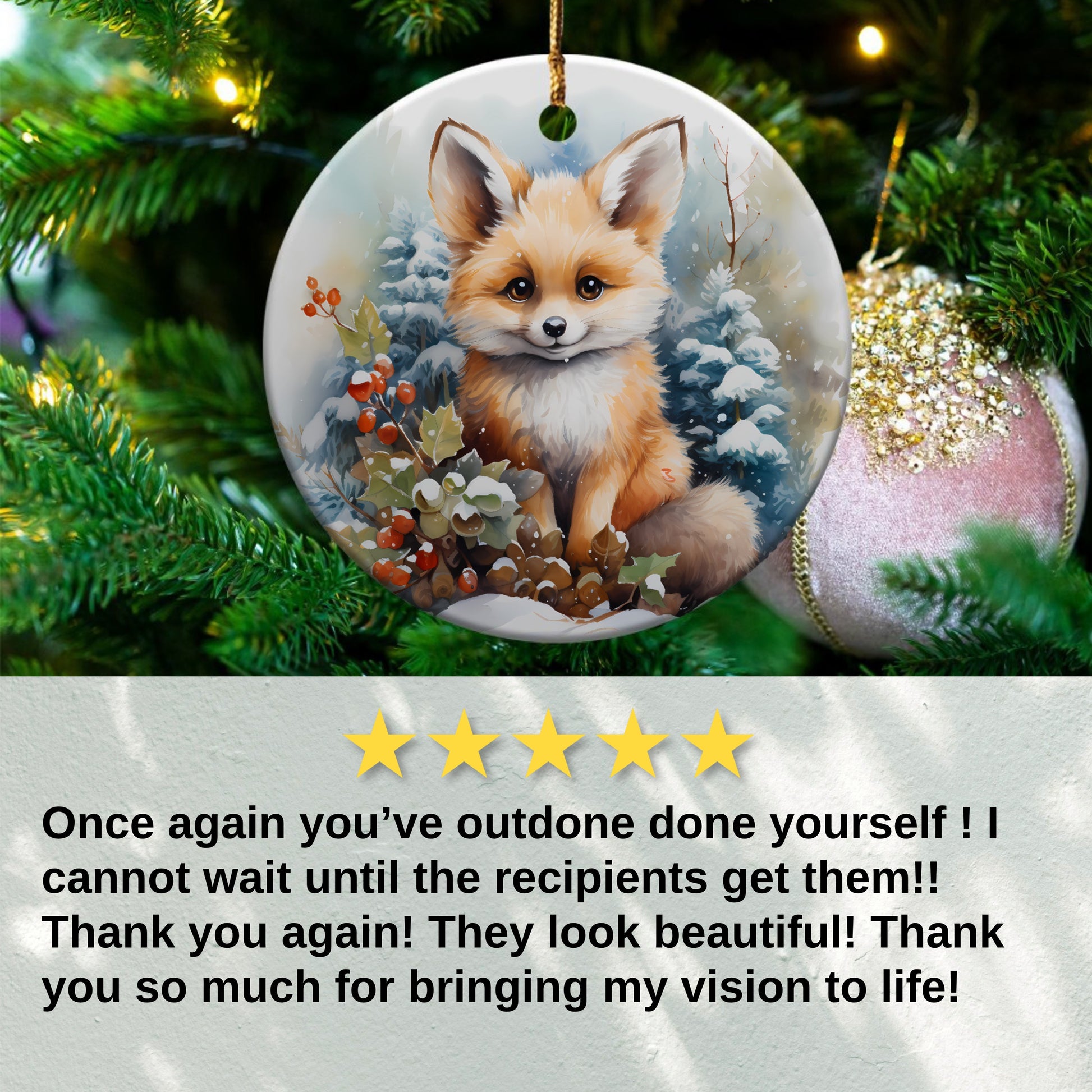Festive Fox Decorative Christmas Tree Ornament product
