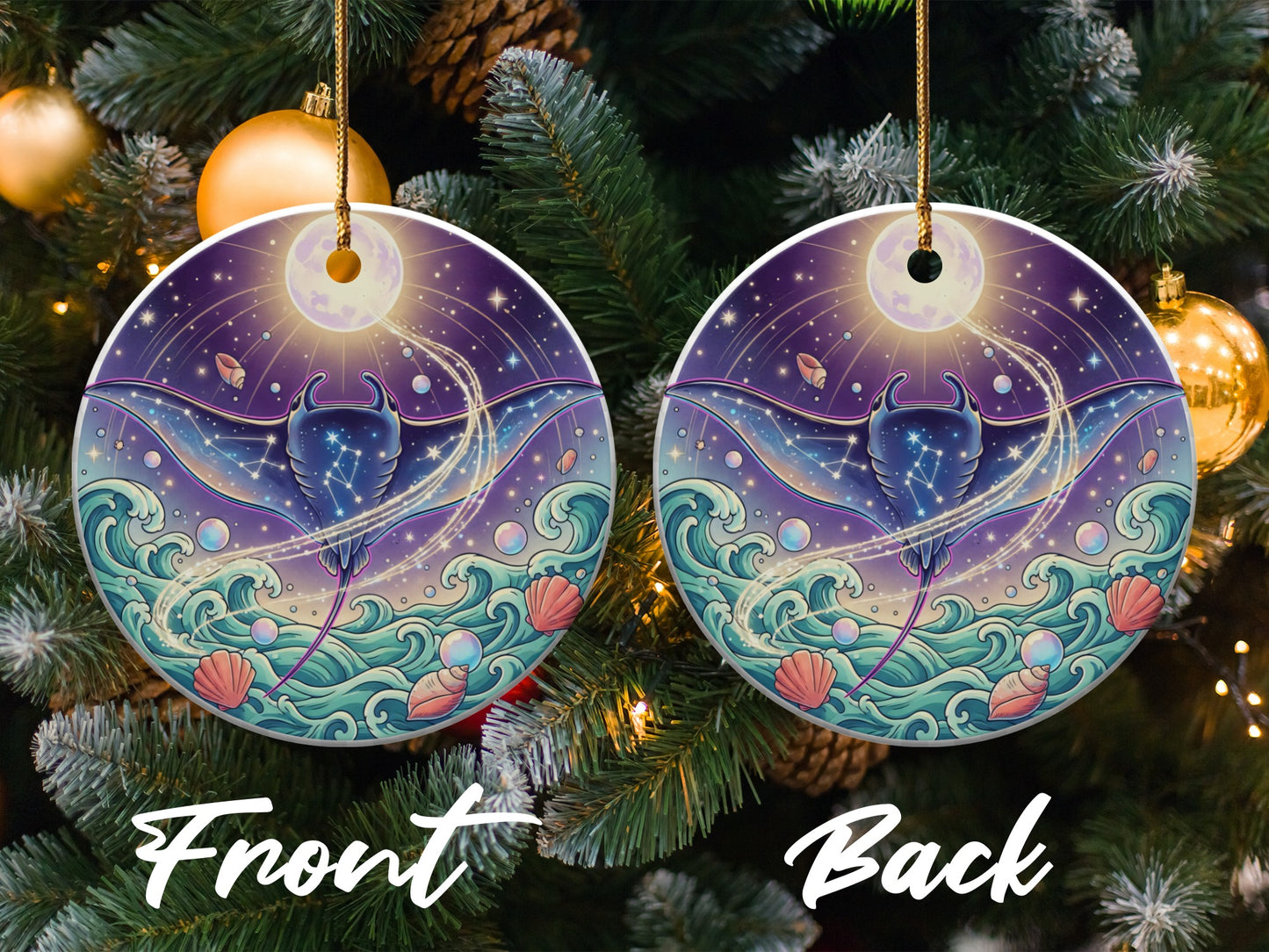 Mystical Stingray Cosmic Design Christmas Ornament product