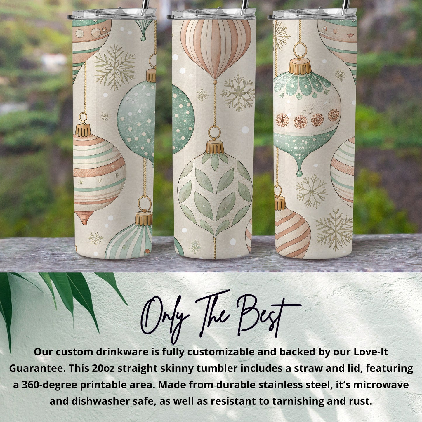 Customizable Christmas Ornament Design Skinny Tumbler